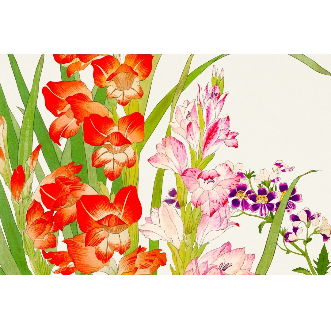 JPF.10 - 300dpi - 2x3 - Gladiolus flowers - 19th century Japanese woodblock print (Aangepast)