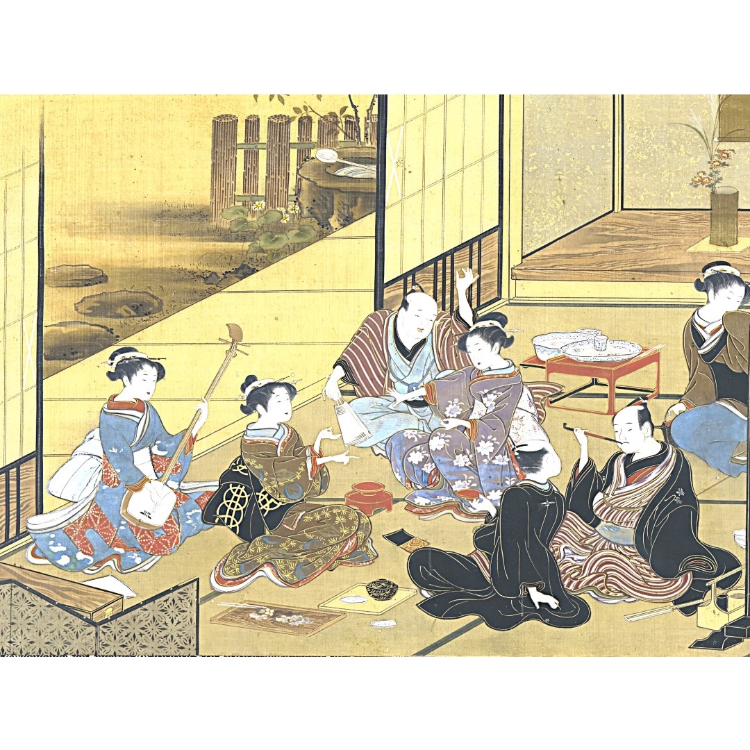 JPG.21 - 3x4 - 300dpi - Interior scene of a party with geisha's and clients - dated 1868 (Aangepast)