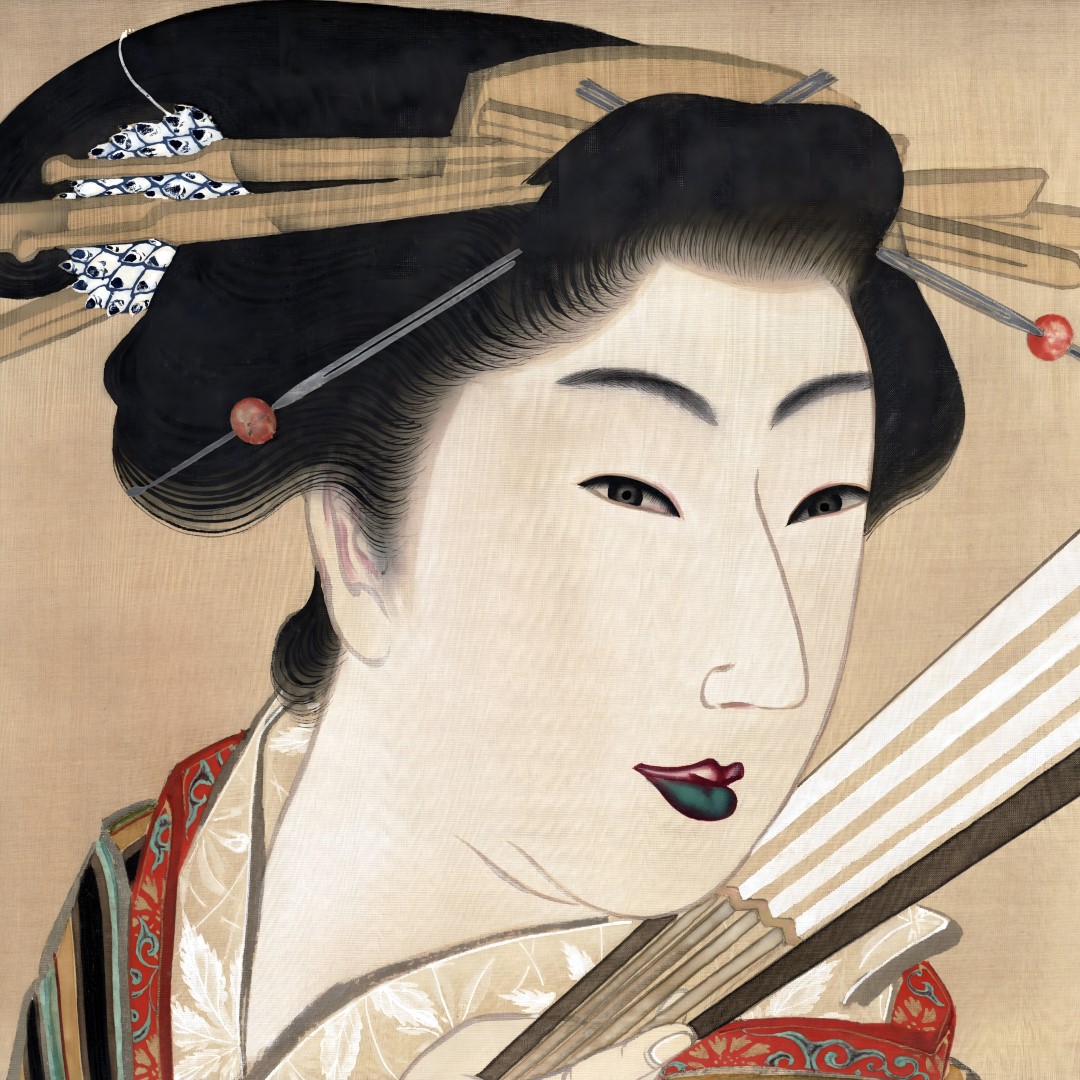 JPG.23 - 1x1 - Geisha with fan - dated 1830 -jpeg-300dpi (Aangepast)