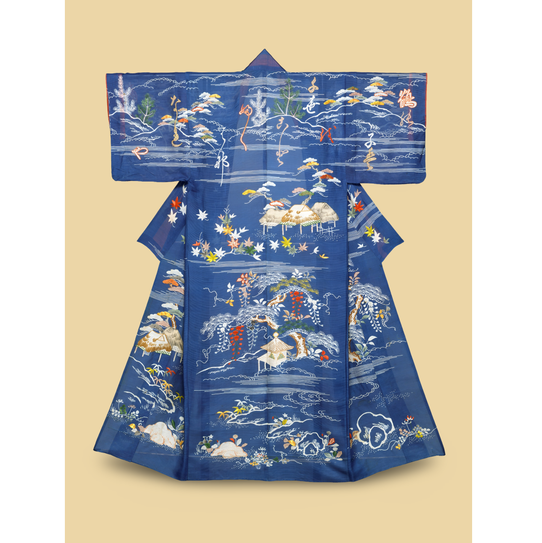 JPKI.20a - 3x4-unlined-2-summer-kimono-hito-e-with-landscape-and-poem-18th-century-300dpi (Aangepast)